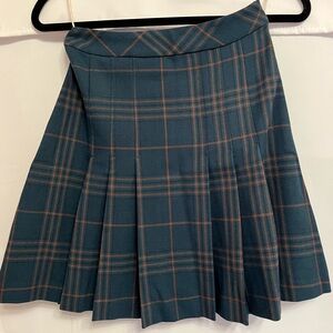 Wilfred Teal and Coral Plaid Skater Skirt